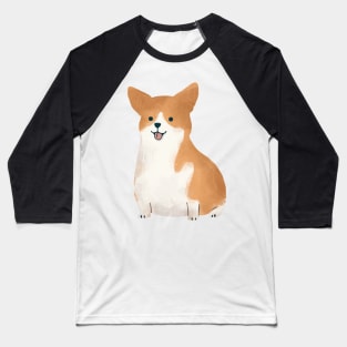 Cute Corgi Watercolor Illustration Baseball T-Shirt